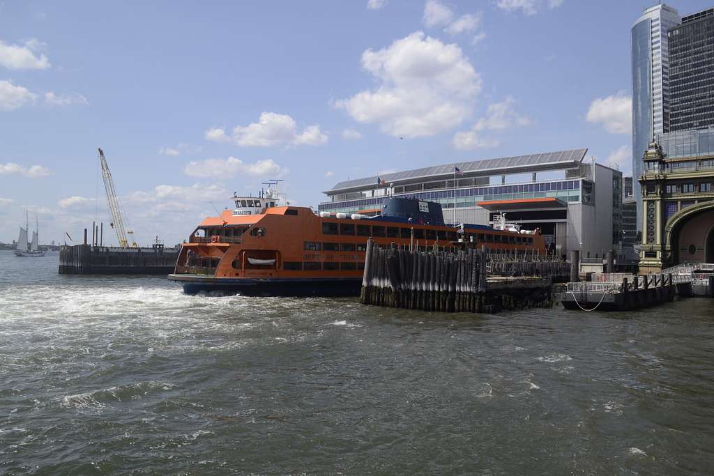 The Andrew J. Barberi ferry docked at the Staten Island terminal